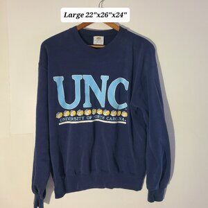 Vintage 80s North Carolina Tarheels UNC Blue Large Sweatshirt Made in USA